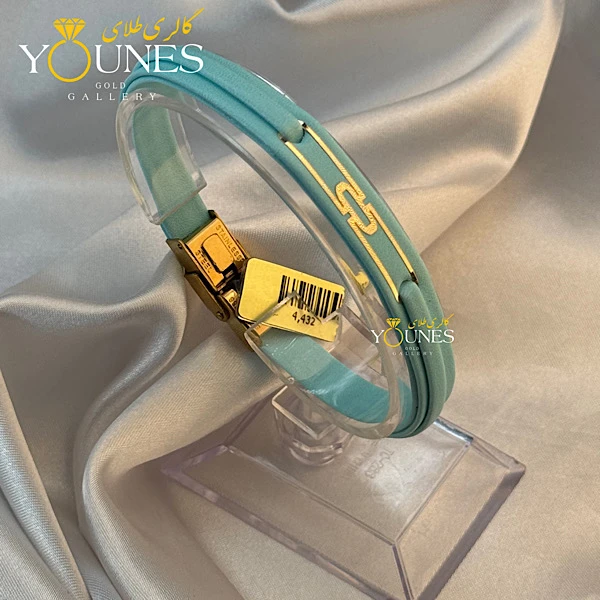 دستبند طلا زنانه چرم مستطیل مینیمال L446